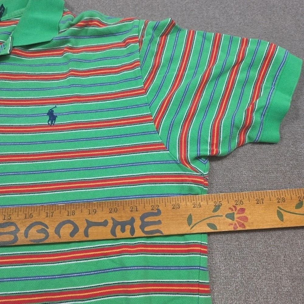 Vtg Polo Ralph Lauren Mens Xl Big & tall Green Red Stripes Polo Shirt Christmas